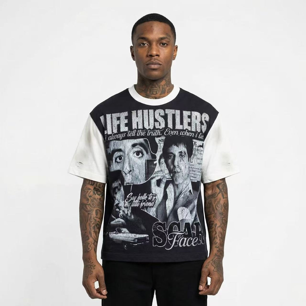 Life Hustlere Scarface-Inspired Raglan Graphic T-Shirt