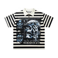 MAJESTIK Skull Graphic Striped Zip-Collar T-Shirt
