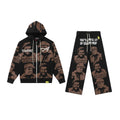 That's A Awful Lot Of Cough Syrup Portrait Graphic Zip Hoodie & Sweatpants Set - Black