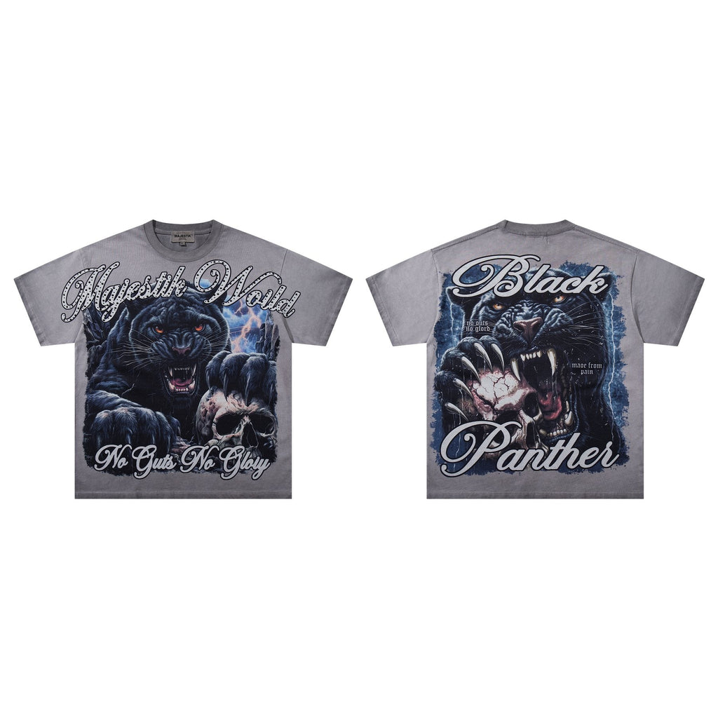 MAJESTIK Panther Skull Graphic T-Shirt
