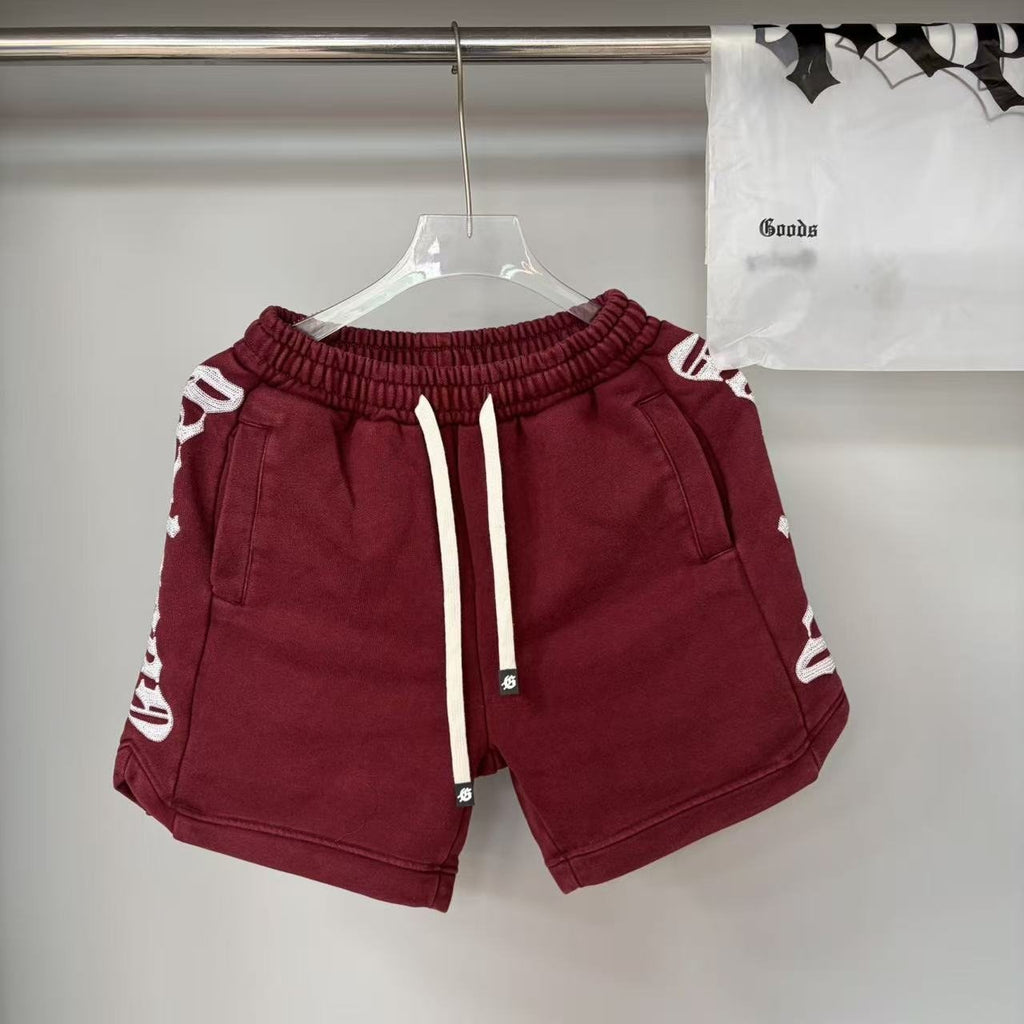 Godspeed Burgundy Side-Letter Graphic Shorts