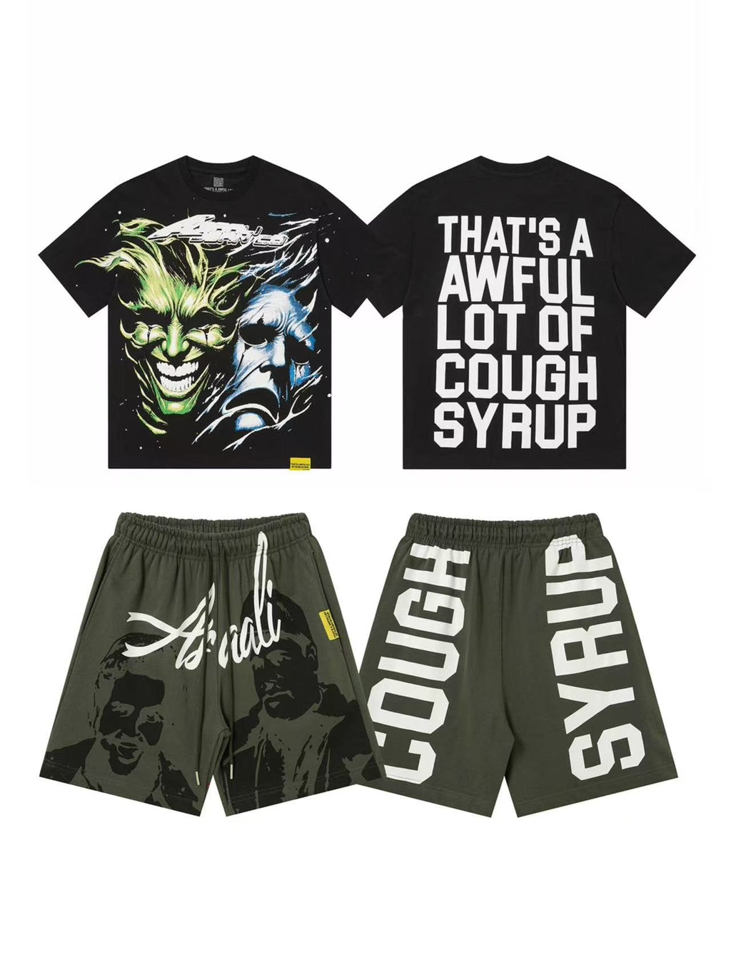 THAT'S A AWFUL LOT OF COUGH SYRUP Joker Face Graphic Short-Sleeve Set