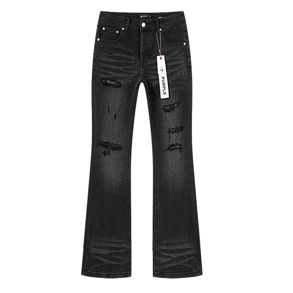 Purple Brand Distressed Washed Flare Jeans