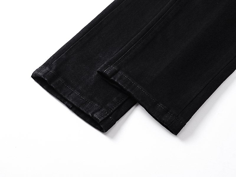 R+A Play/Pause Embroidered Black Jeans