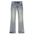 R+A Light Blue Embroidered Flared Jeans