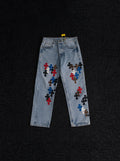 Chrome Hearts Light Blue Cross Patch Jeans