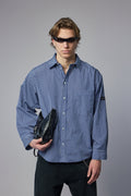Oversized Shirt Navy White Stripes