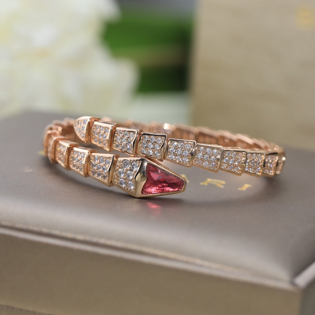 BVLGARI Serpenti Snake-Head Full-Diamond Bracelet