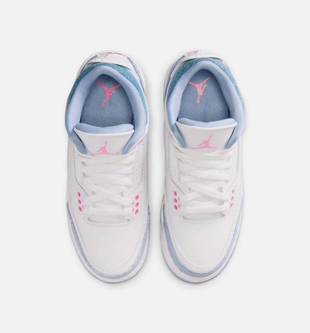 Air Jordan 3 Retro Cobalt Bliss Grade School Lifestyle Shoe – White/Cobalt Bliss/Football Grey/Pink Glow