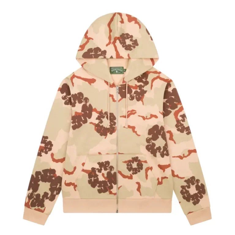 Denim Tears The Cotton Wreath Zip Sweatshirt Tan Camo