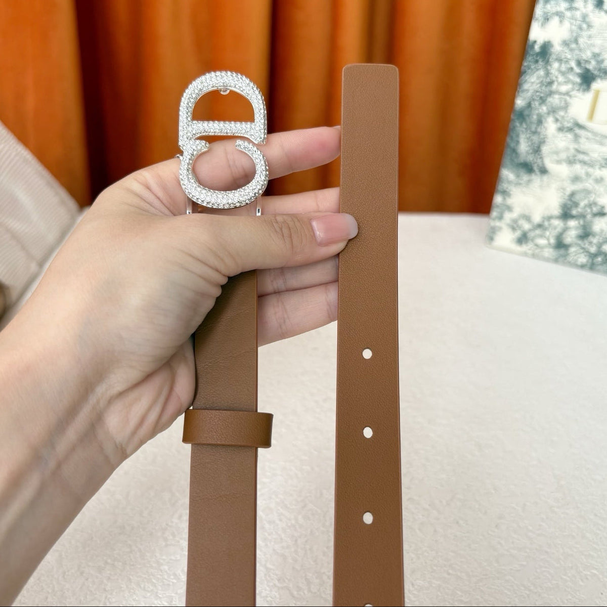 DIOR 25S BELT 20 MM IN BROWN CALFSKIN 595249