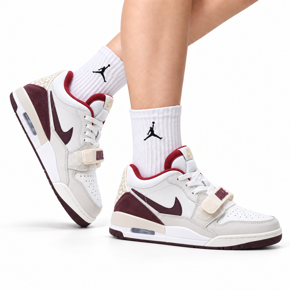 Jordan Legacy 312 Low White Burgundy Red Sneakers
