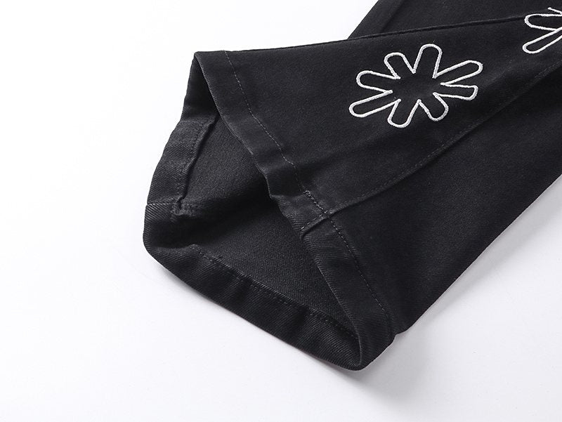LOSTSHDWS Floral Embroidered Flared Jeans