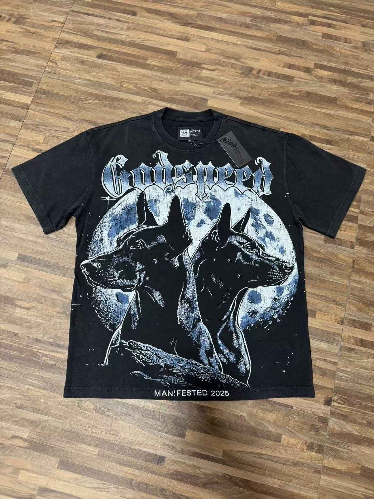 Godspeed Doberman Moon Graphic T-Shirt