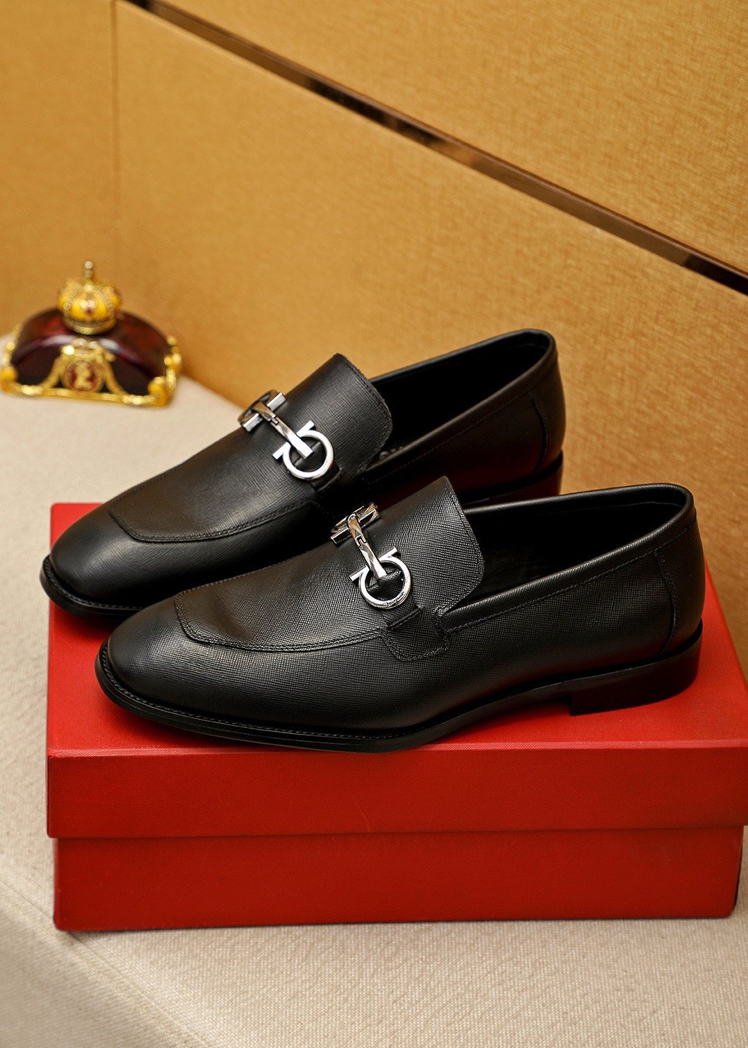 Ferragamo Black Hardware Loafers - Low Heel