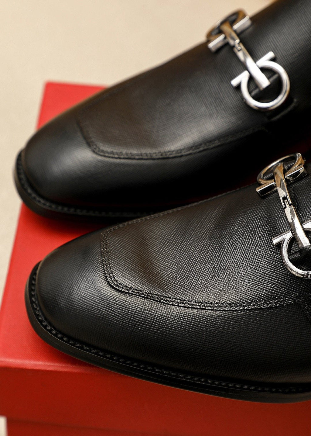 Ferragamo Black Hardware Loafers - Low Heel