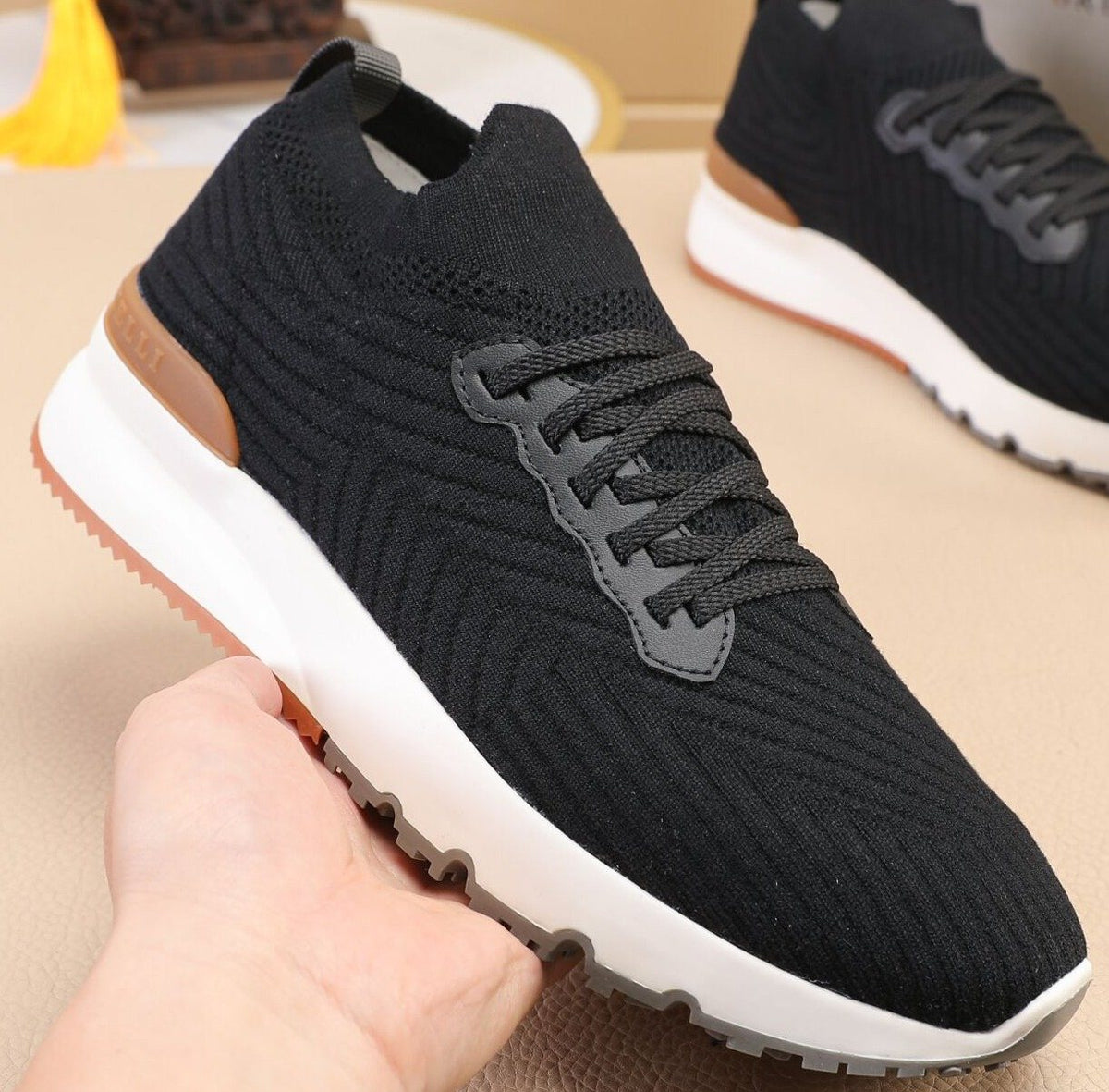 Brunello Cucinelli Black Knit Sneakers