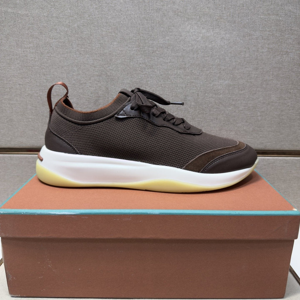 Men's Dark Brown Paneled Sneakers