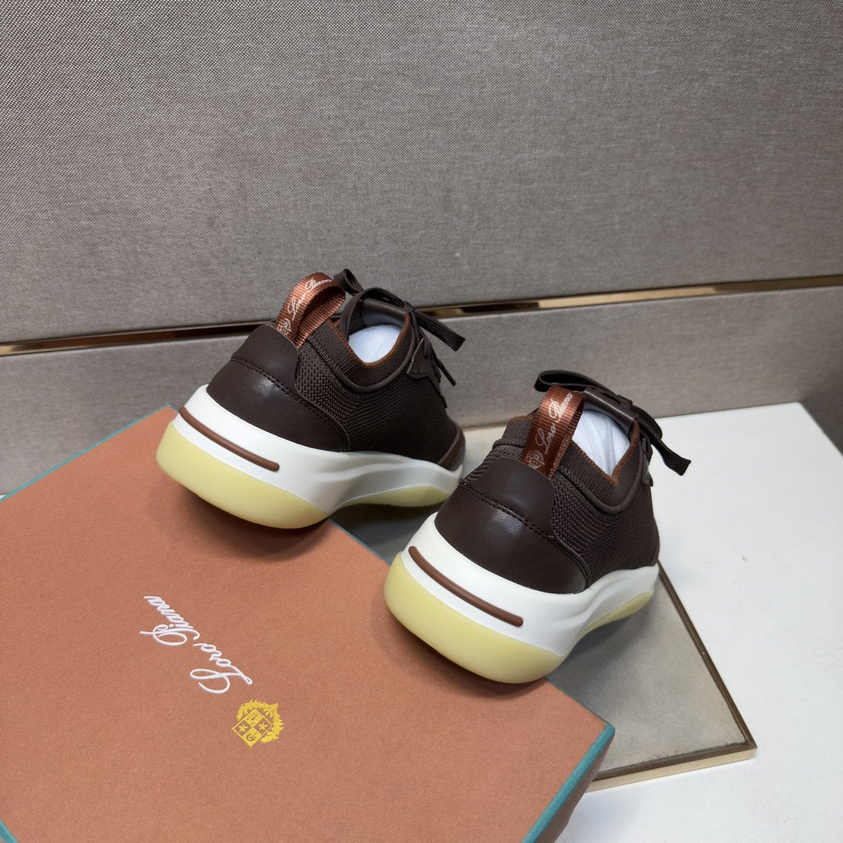 Men's Dark Brown Paneled Sneakers