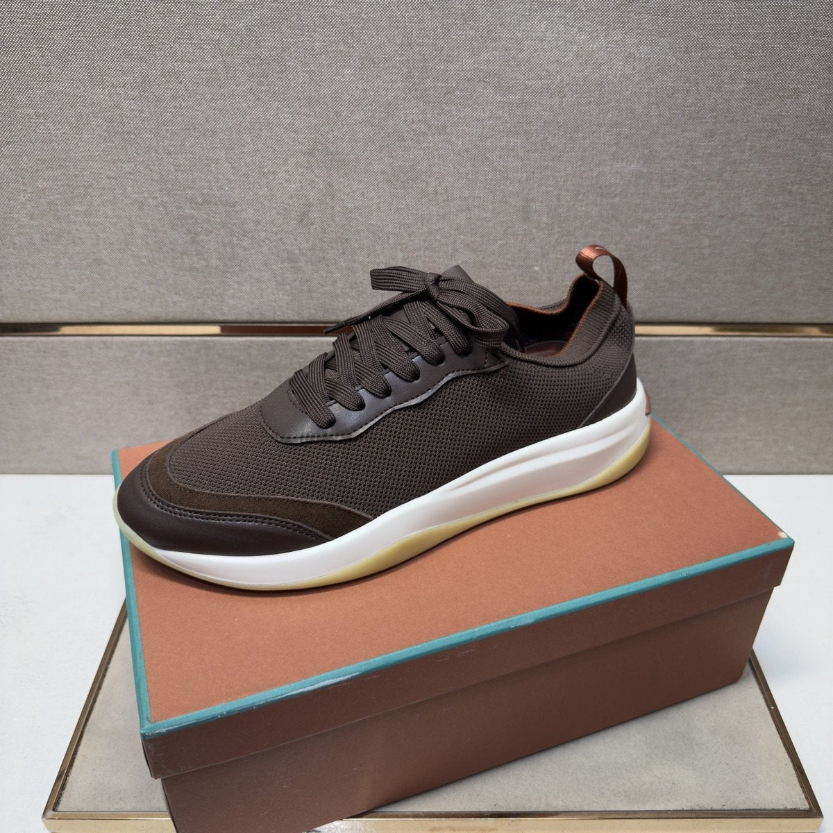 Men's Dark Brown Paneled Sneakers