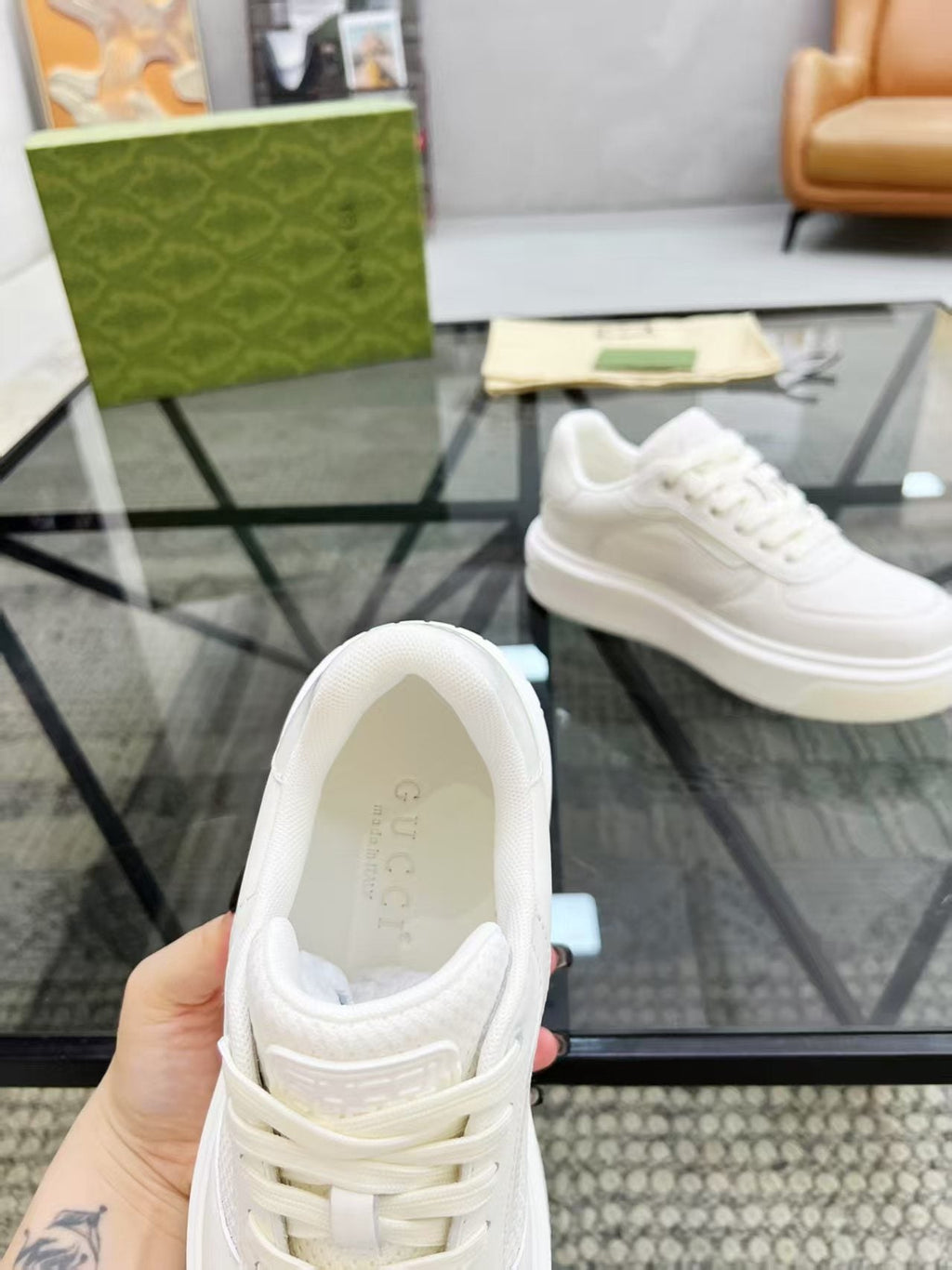 Gucci White Low-Top Sneakers