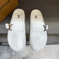 Louis Vuitton White Embossed Slide Sandals