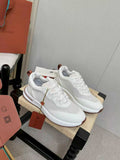Loro Piana White and Gray Low-Top Sneakers