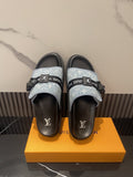 Louis Vuitton Light Blue and Black Slide Sandals