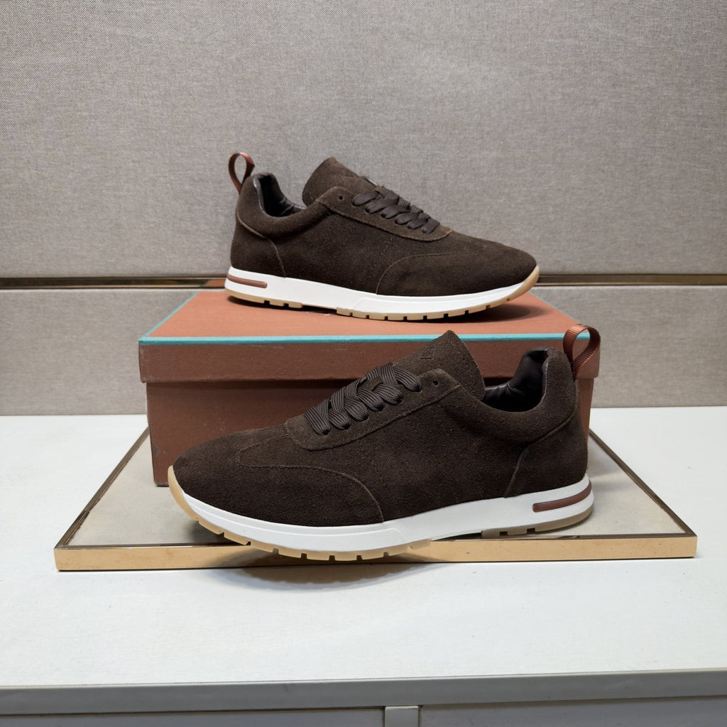 Men's Dark Brown Paneled Sneakers
