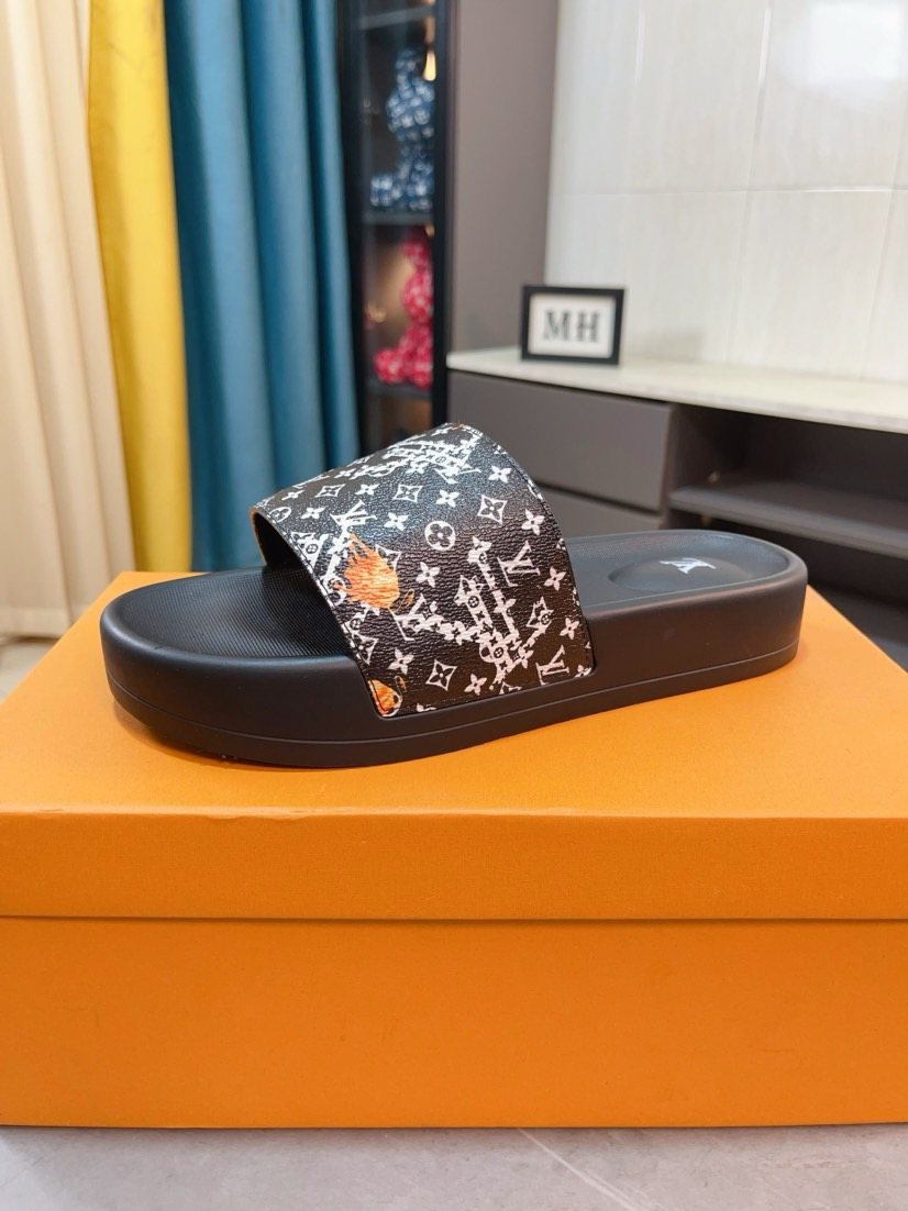 Louis Vuitton Men's Patterned Strap Slide Sandals