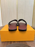 Loro Piana Black and Burgundy Slide Sandals