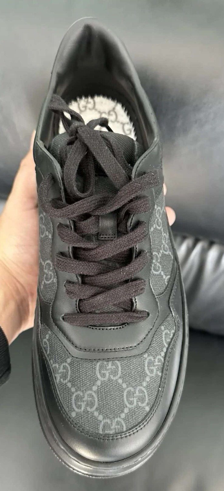 Gucci Men's Black Patterned Low-Top Sneakers