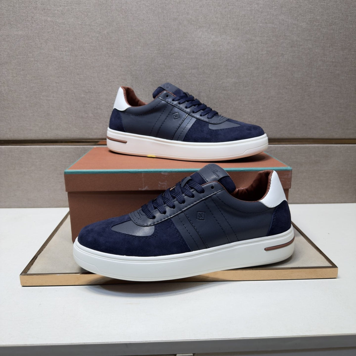 Loro Piana Navy Panel Low-Top Sneakers
