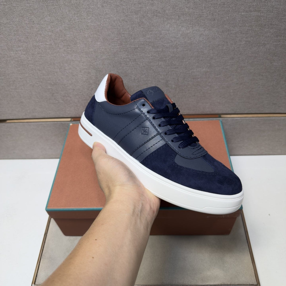 Loro Piana Navy Panel Low-Top Sneakers