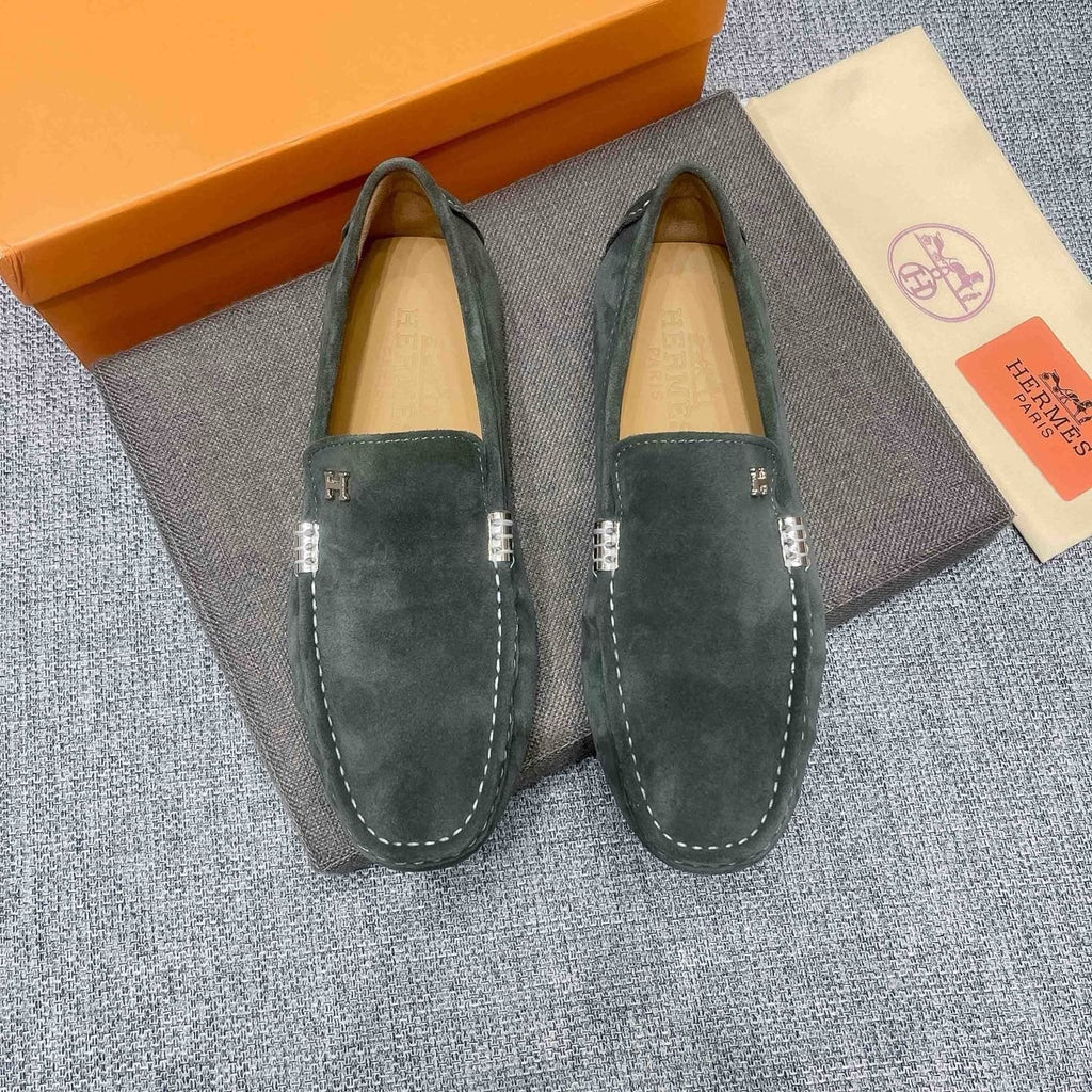 Hermès Men's Dark Green Driving Loafers