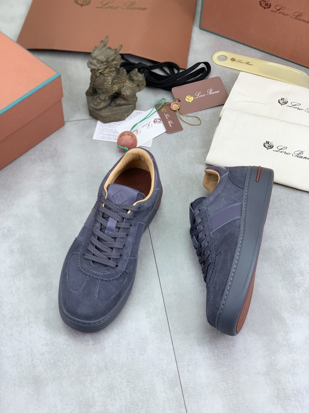 Loro Piana Navy Panel Low-Top Sneakers