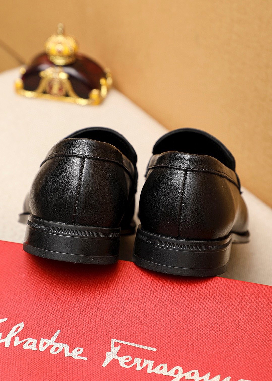 Ferragamo Men's Black Buckle Loafers - Vamp Strap With Metal Buckle Detail