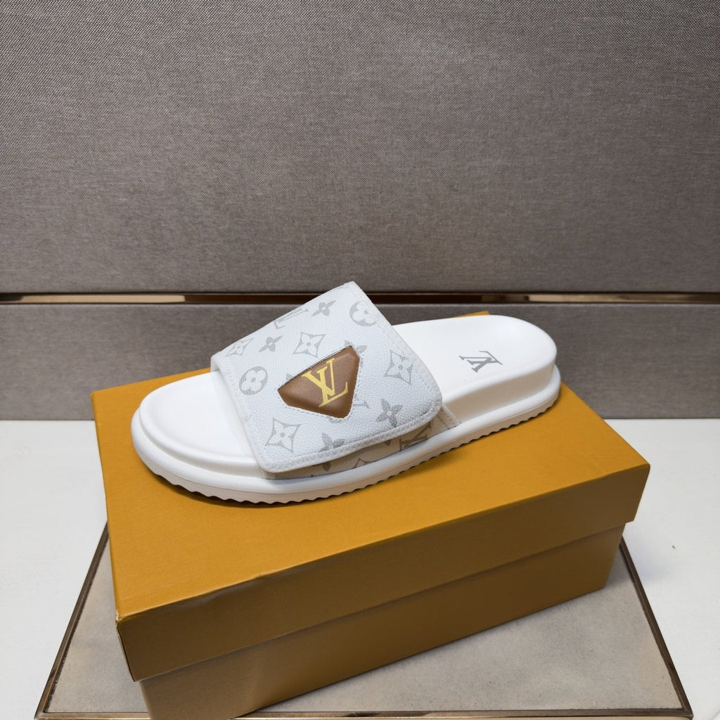 Louis Vuitton Men's Monogram Emblem Slide Sandals