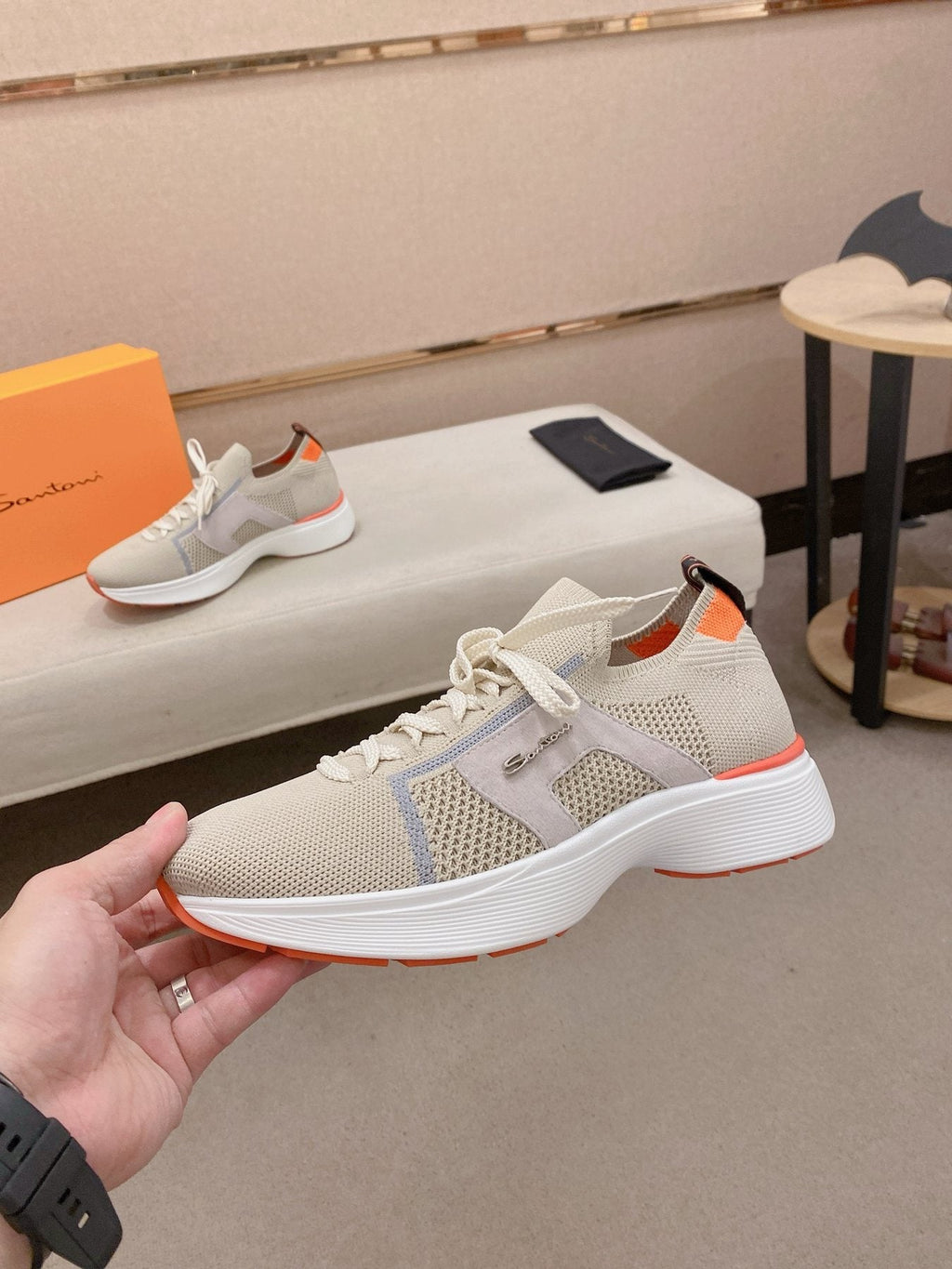Santoni Men's Knit Panel Sneakers