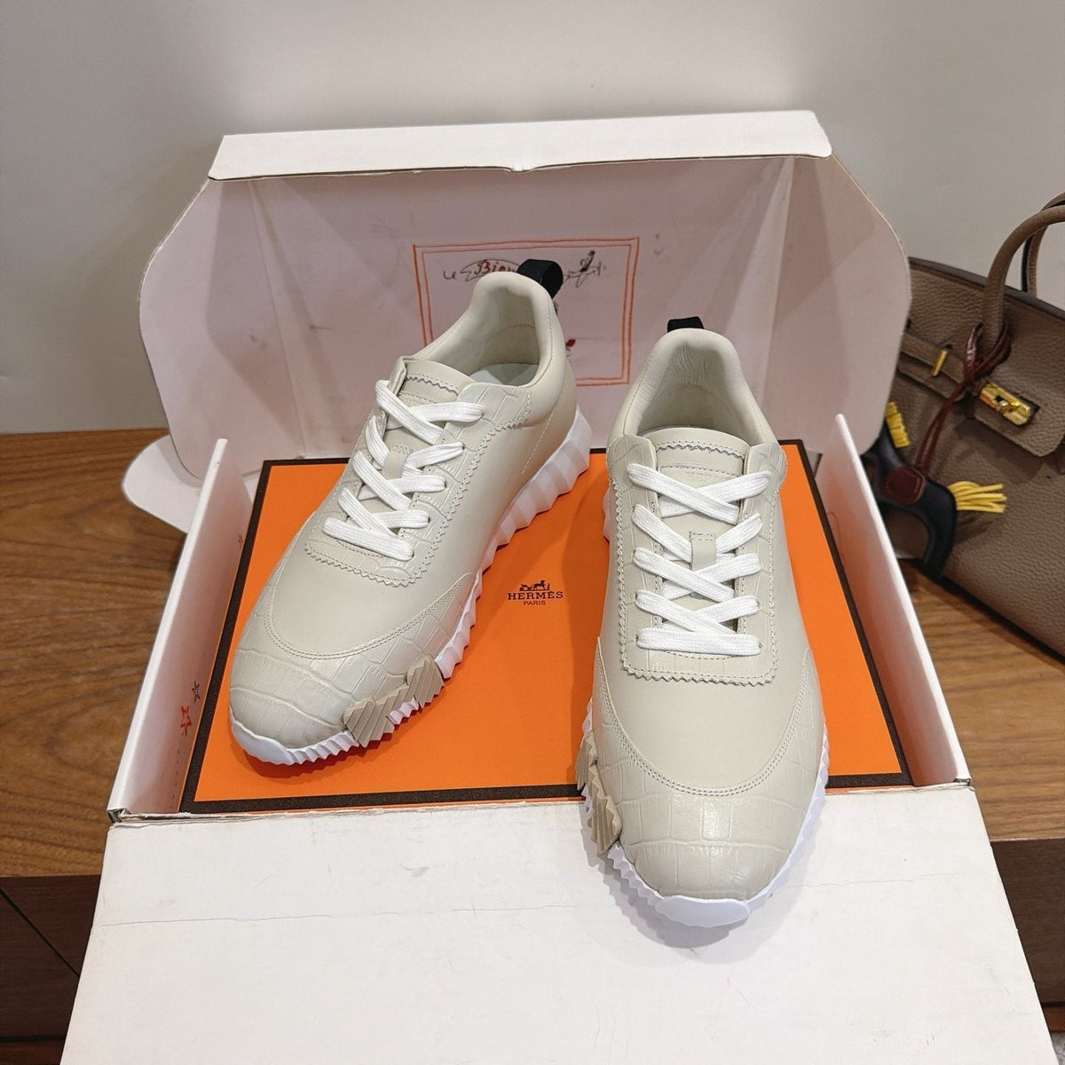 Hermès Color-Block Lace-Up Sneakers