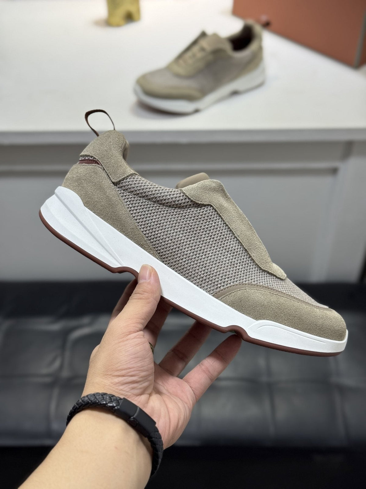 Loro Piana Men's Textured Lace-Up Sneakers