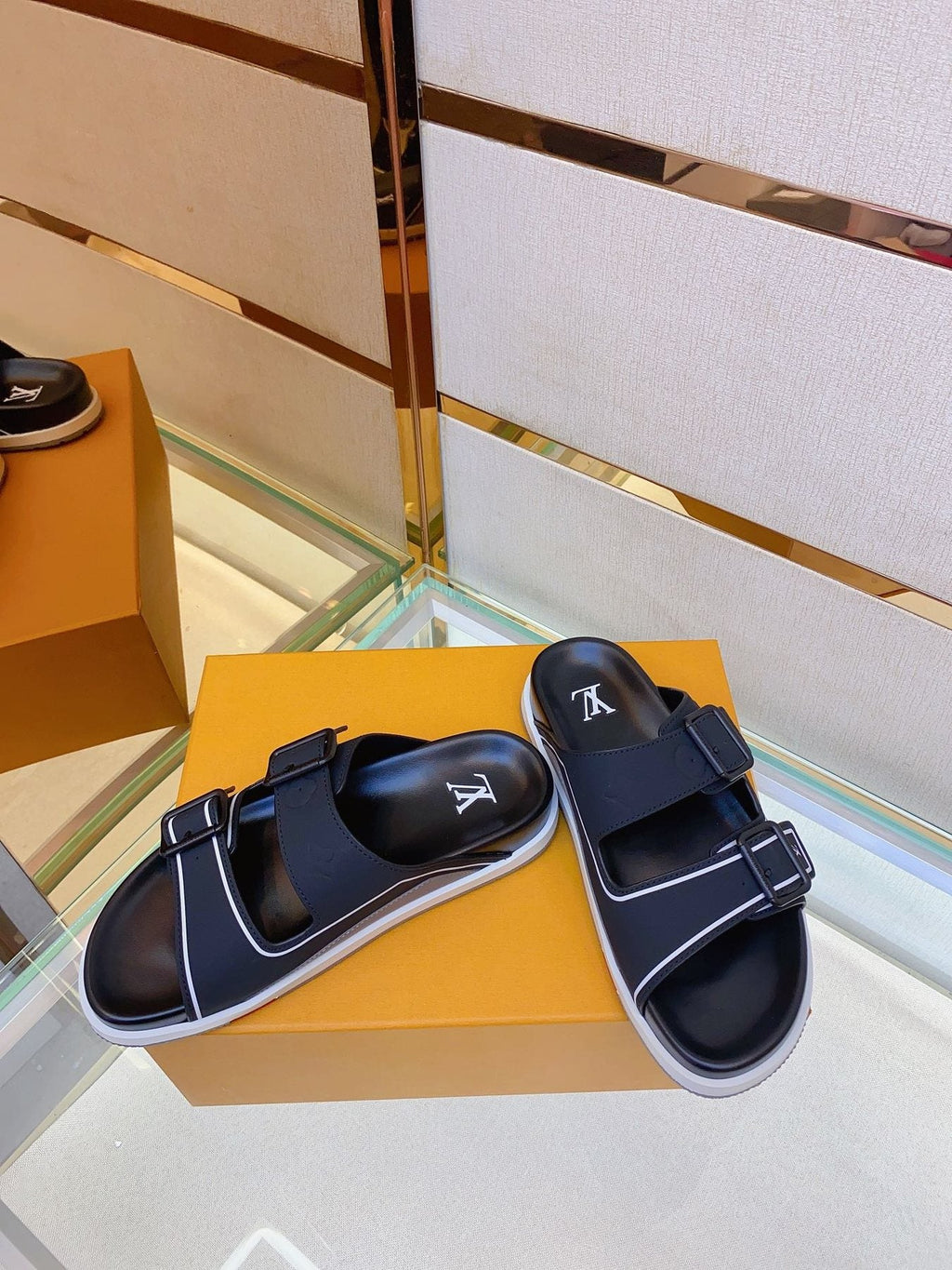 Louis Vuitton Men's Two-Buckle Slide Sandals