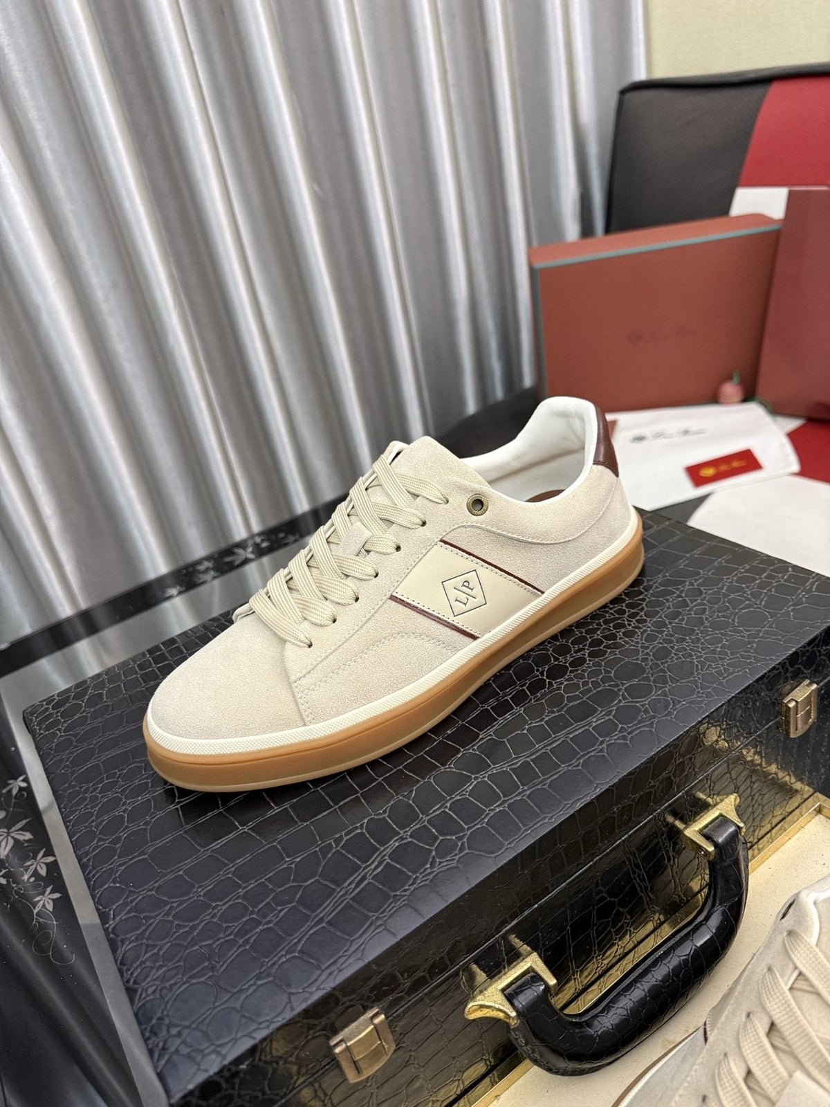 Low-Top Lace-Up Sneakers with Gum Sole