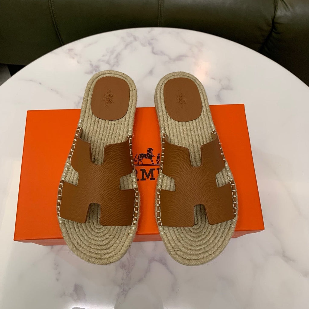 Hermès Men's H-Cut Braided Footbed Slide Sandals