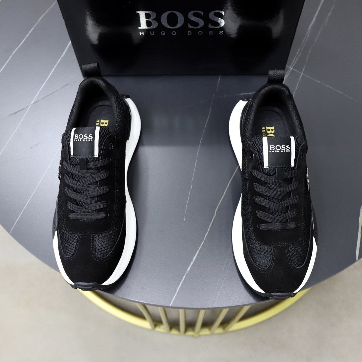 BOSS Men's Knit-Panel Low-Top Sneakers