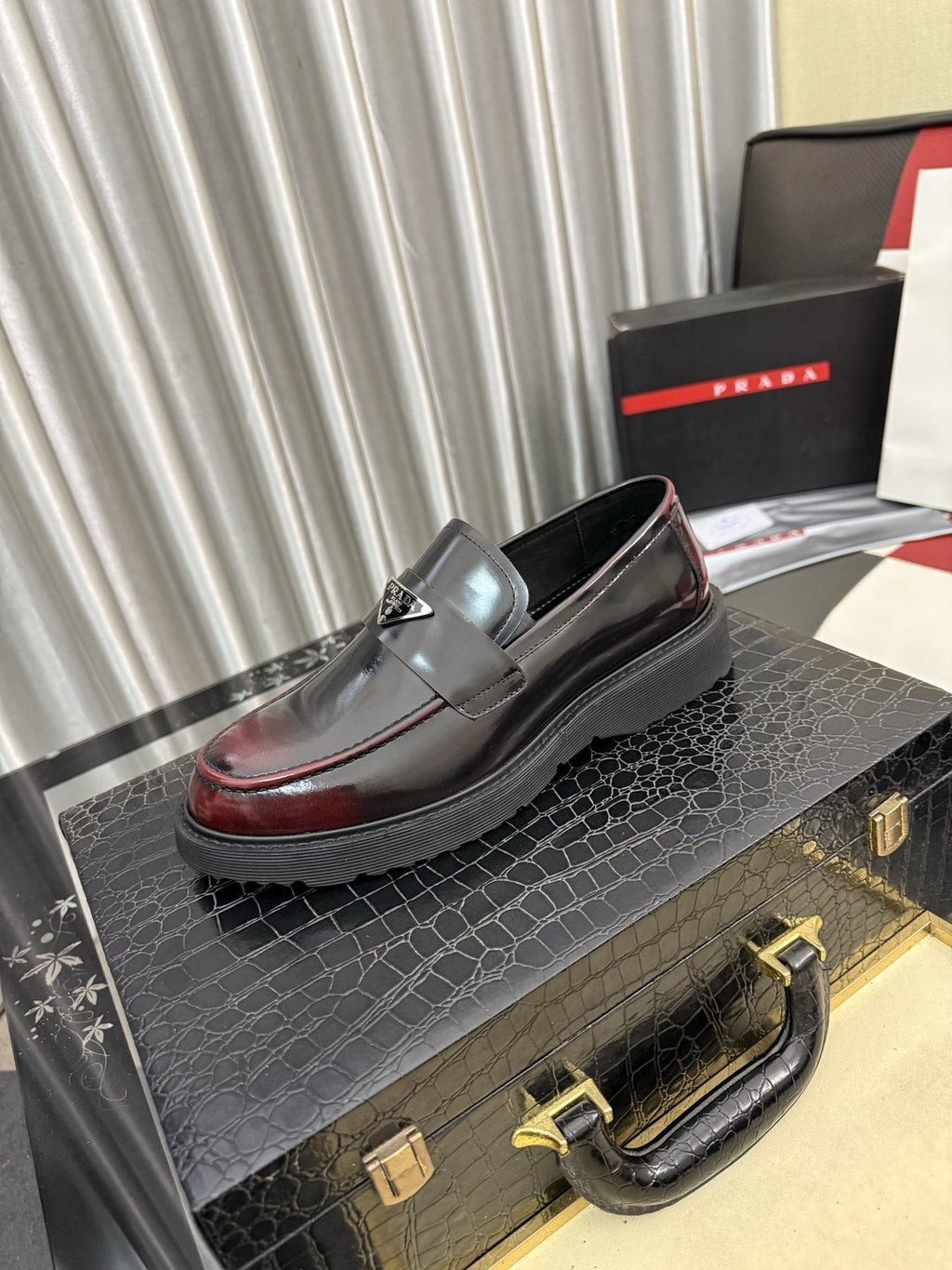 Prada Triangle Plaque Loafers