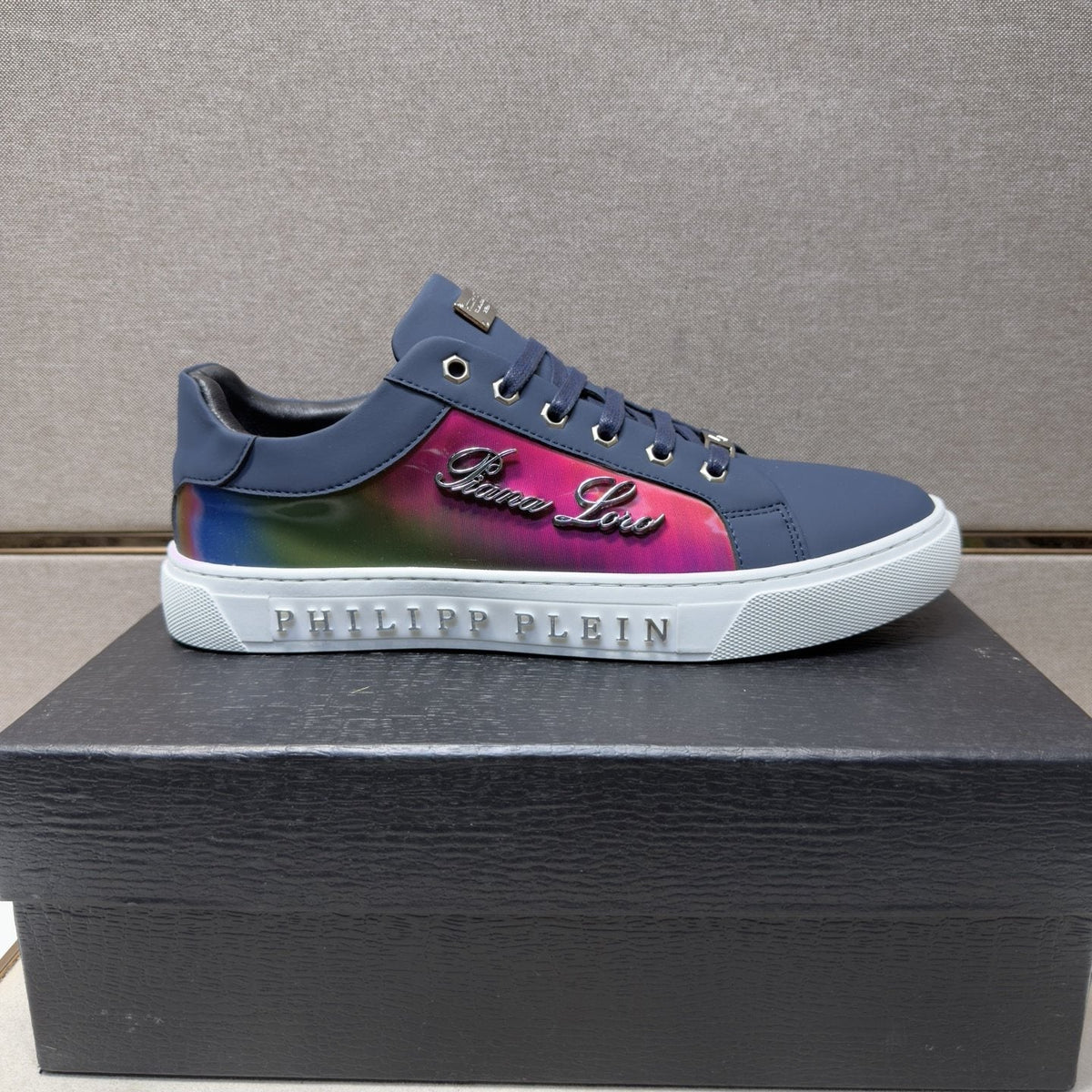 Philipp Plein Navy Iridescent Panel Sneakers