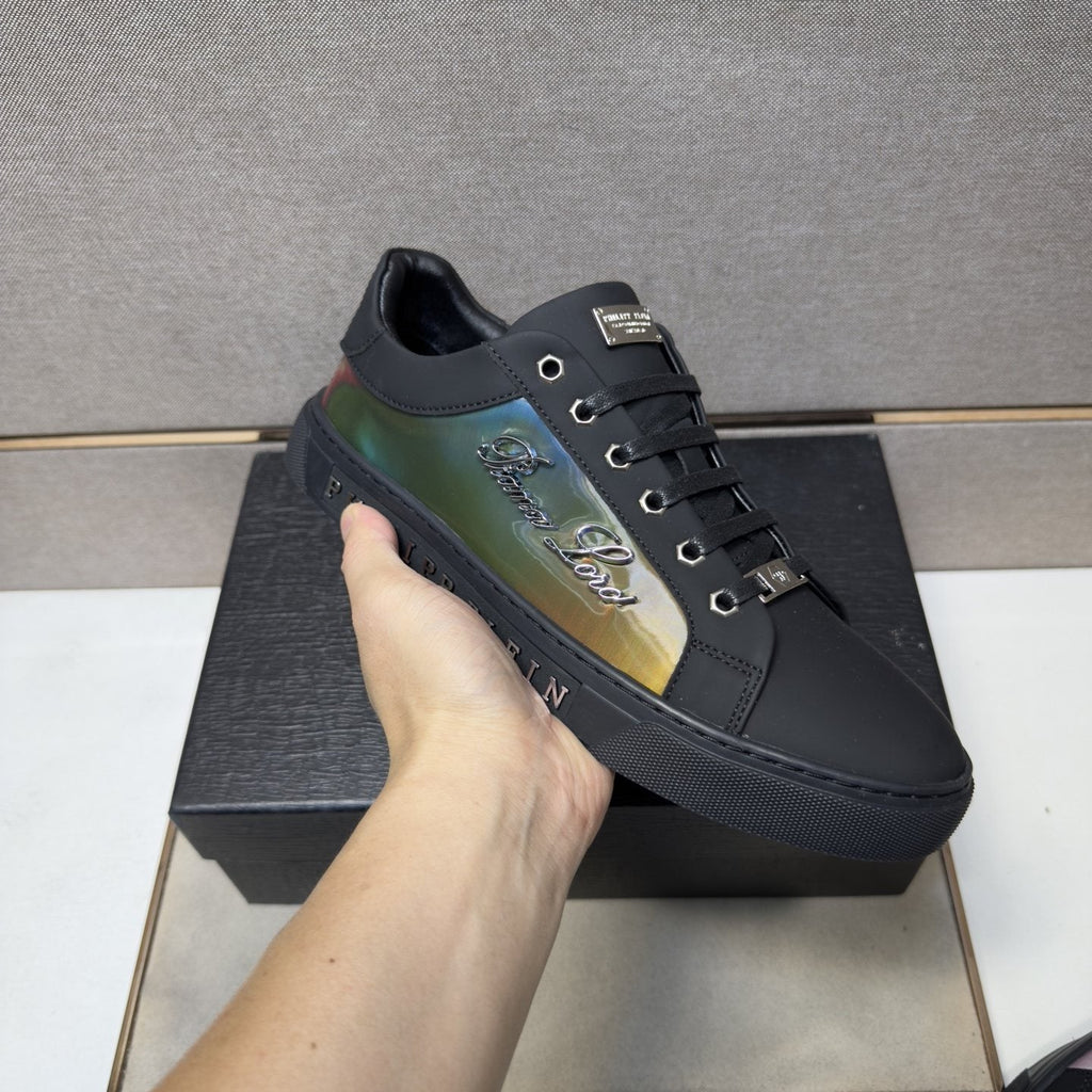 Philipp Plein Navy Iridescent Panel Sneakers