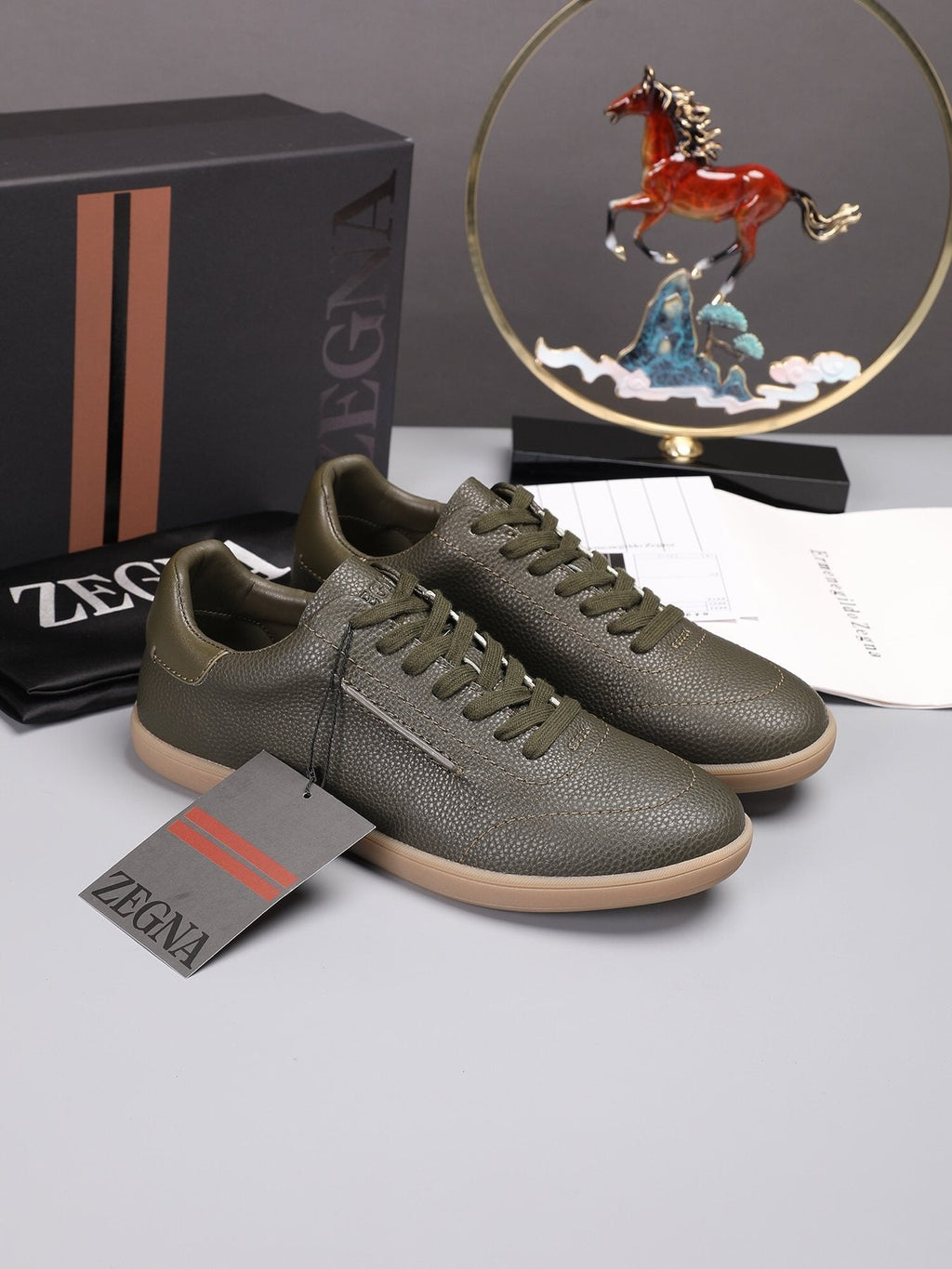 Zegna Men's Textured Leather Sneakers