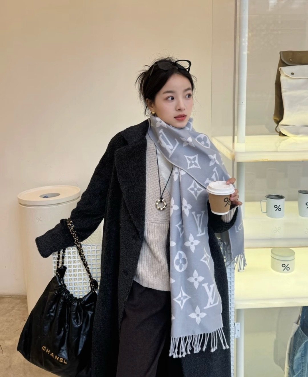 Louis Vuitton Monogram Fringed Scarf